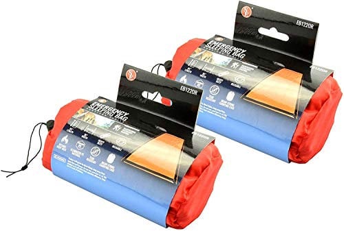 SE EB122OR-2 Notfallschlafsack mit Kordelzug-Tragetasche, Orange, 2 Stück