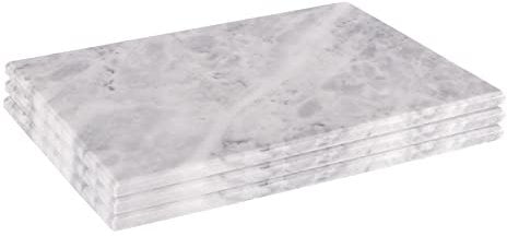 Argon Tableware Rectangle Marble Chopping Boards - 23 x 27cm - Pack of 3 - White Cutting Board Solid Worktop Protector Mat Serving Platter for Slicing Vegetables, Cutting Meat, Meal Preparation