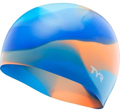TYR Junior Tie Dye Silikon Swim Cap, LCSJRTD, Blue/Orange, Einheitsgröße