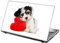 TaylorHe 13-14 inch Laptop Skin Vinyl Decal with Colorful Patterns and Leather Effect Laminate MADE IN England Cute Puppy and Red Love Heart