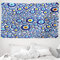 ABAKUHAUS Evil Eye Wandteppich und Tagesdecke, Turkish Traditional aus Weiches Mikrofaser Stoff Waschbar ohne Verblassen Digitaldruck, 230 x 140 cm, Blau Orange
