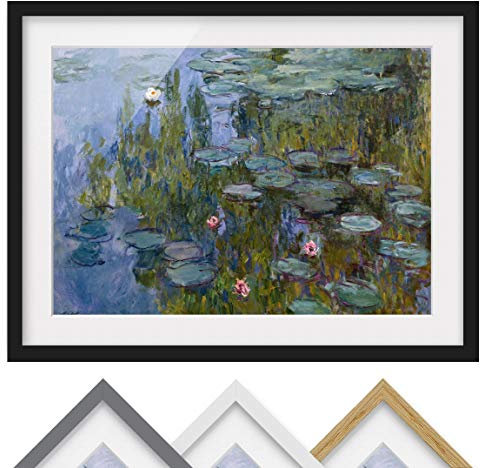 Bild mit Rahmen - Claude Monet - Seerosen (Nympheas) - Schwarz, 70 x 100 cm