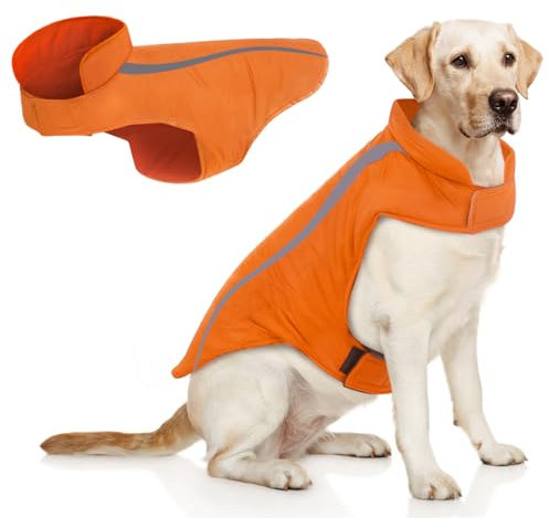 Idepet Hund Haustier Wintermantel Wasserdicht Warme Weste Kleidung Bekleidung Reflektierende Gurt Schwarz Farbe Patchwork Gepolsterte Jacker Hoodie für kleine, mittelgroße Hunde Katzen