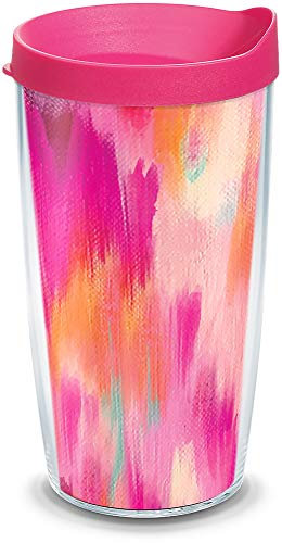 Tervis ETTA Vee-Pretty Pink Vaso Aislado con Envoltura y Tapa Fucsia, Tritan, Transparente