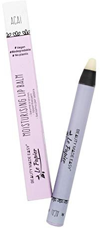 Beauty Made Easy Le Papier feuchtigkeitsspendender, veganer Lippenbalsam ohne Plastik, mit Shea Butter und ACAI 1 x 6g