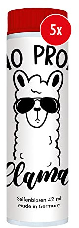 PUSTEFIX Seifenblasen Set I 5 x Klassik 42ml Fun-Edition Lama I Bubbles Made in Germany I Tier-Seifenblasen für Kinder-Geburtstag, Hochzeit, Standesamt, Polterabend I 5 x 42 ml Vorteilspack