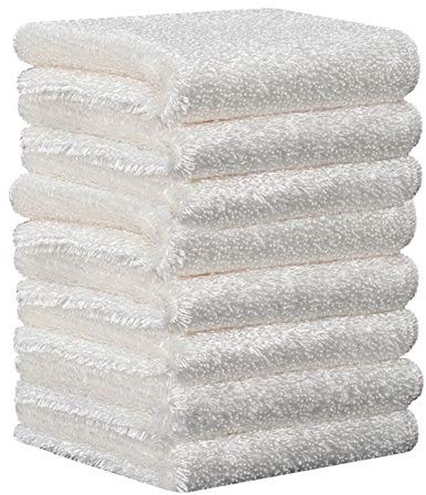 YUIP 8 Piezas de Toallas de Bambú Orgánico Estropajo Toallitas para Manos para Niños Toallas Suaves Adecuadas para Todas Las Personas Blanco