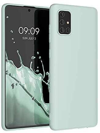 kwmobile Hülle kompatibel mit Samsung Galaxy A71 Hülle - weiches TPU Silikon Case - Cover geeignet für kabelloses Laden - Cool Mint