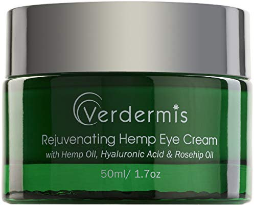 Verdermis Rejuvenating Hemp Eye Cream with Hemp Oil, Hyaluronic Acid, Rosehip Oil, and Vitamins. Minimizes Wrinkles, Puffiness, Fine-Lines, and Crow’s Feet around the eyes