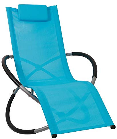 Bc-elec - HMBL-04-BLUE Blaue Loungesessel, Gartenentspanner, Gartenstuhl, Schaukelstuhl, wetterfest, max 180kg