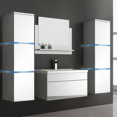Home Deluxe - Badmöbel-Set - WANGEROOGE Weiß - X-Large - inkl. Waschbecken und komplettem Zubehör - Breite Waschbecken: ca. 60cm I Badezimmermöbel Waschtisch Badmöbelset