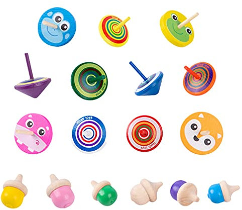 Toddmomy Handspielzeug Spielzeuge Kreisel Spielzeug Gemalt Gyroskope Spa? Flip Tops Neuheit Bildungs Lernen Spielzeug für Geburtstag Party Favors Geschenke Holzspielzeug Holzplatten