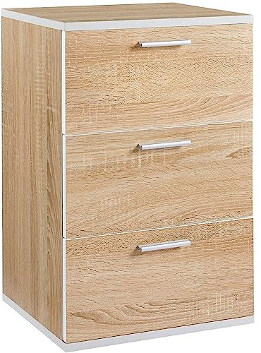 Yaheetech Nachttisch Nachtschrank Boxspringbett Nachtkommode mit 3 Schubladen Metallgriffe Beistelltisch Schubladenschrank, 35 x 40 x 60 cm