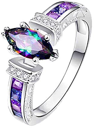 KMKM Damen Stimmung Ring, Temperatur Farbwechsel Herzförmiger Ring, Retro Statement Ring in Silber und Gold für Damen