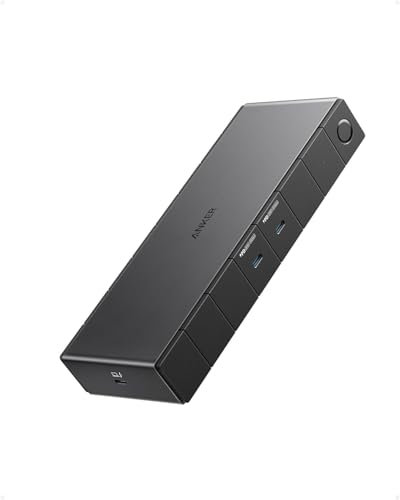 Anker 778 Thunderbolt Docking Station(12-in-1, Thunderbolt 4), 40Gbps with Max 100W Charging for Laptop, Single 8K, Quad 4K Display, Ethernet, 6 USB Ports for M1 Pro/Max Macbook Pro and More(Gray)