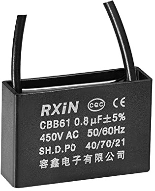 YOKIVE Ceiling Fan Capacitor CBB61, Metallized Polypropylene Film Capacitor Great for Fans Pumps Motors Running (0.8uF 450V AC 2 Wires 50/60Hz)