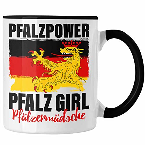Trendation - Pfalzpower Tasse Geschenk Frauen Pfalz Girl Pfalzmädsche (Schwarz)