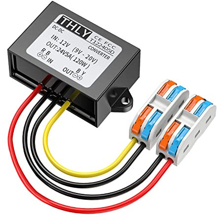 12VDC to 24VDC Vonverter 5A 120W, 12 to 24V Step up Converter with Wire Terminal Block, 12 to 24 Volt Converter for Golf Cart LED Light Truck Vehicle Boat (Accept DC9-20V Inputs)