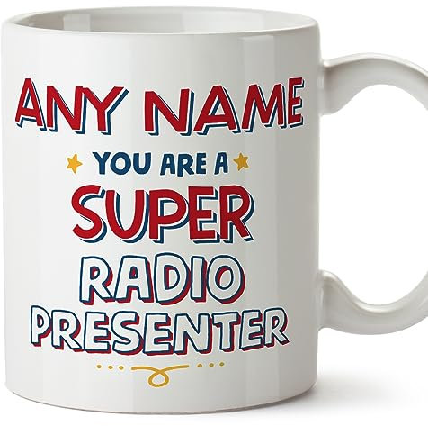 MUGFFINS Personalised Mug for Radio Presenter - in English - You are Super - Funny Custom Gift for Colleagues - Ceramic 11oz Mug