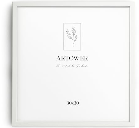 Artower® Bilderrahmen für 30 x 30 cm Weiß Holz Dünner Rahmen | Posterrahmen Groß für Collage | Picture Frame White Wood 30x30cm | Holzbilderrahmen Poster Rahmen Echtholz