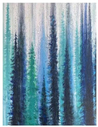 Handgemalte Acrylbilder, Moderne Kleine Blaue Textur,Abstrakter Wald,Kunstwerk,Rahmenlose Hand-Ölgemälde Auf Leinwand,Wandkunst Für Wohnzimmer,Schlafzimmer,Büro,Heimdekoration,50 X 70 Cm (20 X