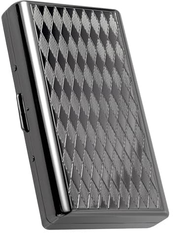 Goshentech Retro-Metallgehäuse, 14 Kapazität, metallisch glänzend, schwarz, doppelseitig, Bankkartenetui, Geldkassette (100 mm King Size) (Gun Black)