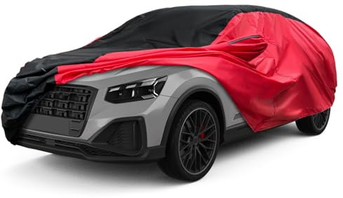 Autoabdeckung Passend für FIAT 500L/500X, Universal wasserdichte Vollgarage Autoplane mit Reißverschlusstür für Schnee, Regen, Allwetterschutz