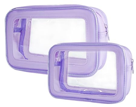 ONEART 2 transparente Make-up-Kulturbeutel, Mehrzweck-Reise-Kosmetik-Organizer, transparente Aufbewahrungstasche, Veilchen