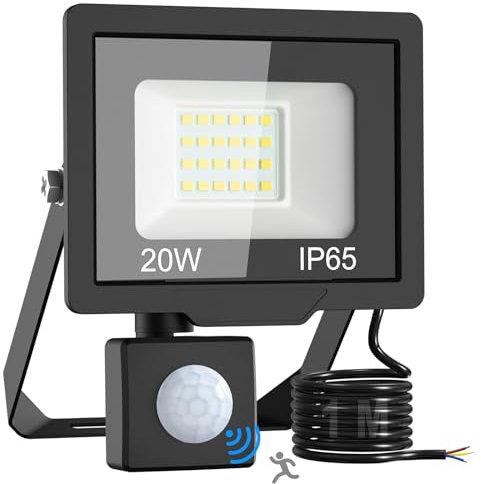vighep 20W Led Strahler Mit Bewegungsmelder - 2000 Lumen Außenlampe Mit Bewegungsmelder - IP65 Wasserdichteled Aussenleuchte - Bewegungsmelder Aussen Lampe Für Garten Lagerhaus Spielplatz Hinterhof