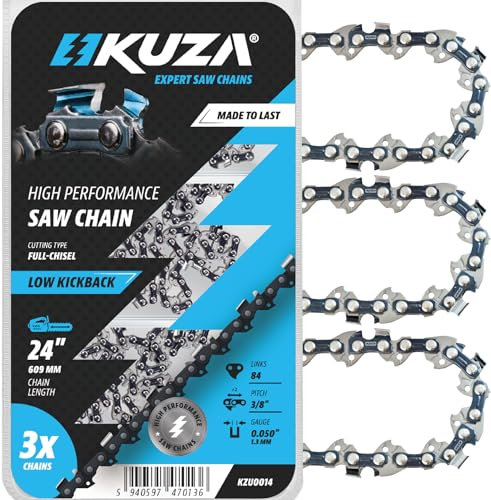 24 Inch Chainsaw Chain 3/8 Pitch, 050 Gauge, 84 Drive Links, fits Husqvarna 460 (Rancher), Stihl 33RS 84 25/24 MS390, MS310, MS361 MS460, MS500, Echo, Jonsered, 72LPX84CQ, E84 (3 Chains)
