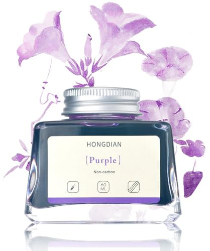 Asvine Hongdian Flacon d'encre pour stylo plume Violet 60 ml Sans carbone Encre de calligraphie