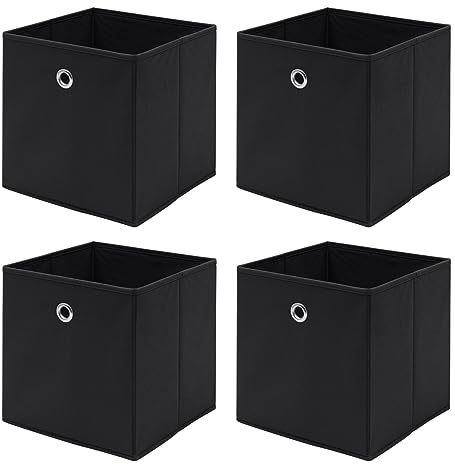Homullel Foldable Storage Cube Boxes Set of 4, Storage Unit Box with Eyelet, Collapsible Storage Bins Organiser for Shelf Closet Organization