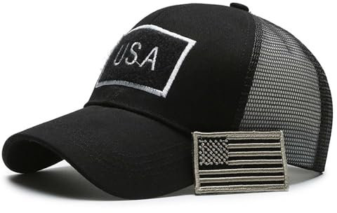 WUODHTW Baseballkappe für Herren und Damen, USA-Flagge, Camouflage, Netzstoff, taktischer Operator, Armee, Militär, Schießen, Jagd, schwarz / weiß, Einheitsgröße