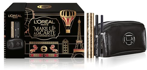 L'Oréal Paris Geschenkbox Make-up à la Carte mit extra Volumenmascara, Eyeliner und Augenstift, für intensive und magnetische Looks, mit elegantem Kosmetikkoffer in schwarzer Farbe