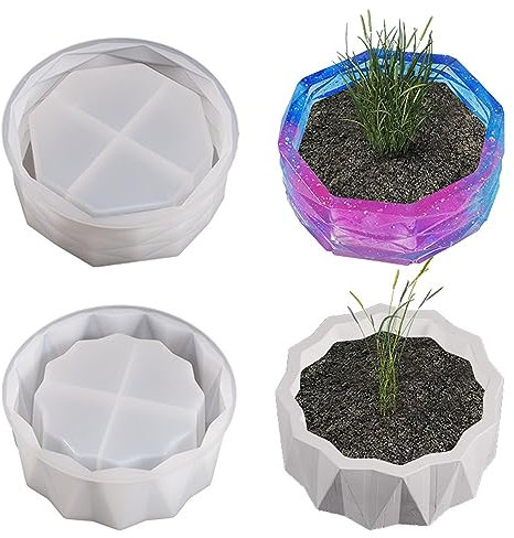 SZYDD Flower Pot Succulent Silicone Mold Round Cutting Concrete Silicone Flower Pot Mold Succulent Plant Pot Clay Cement Plaster Mold Home Garden Flower Pot Mold