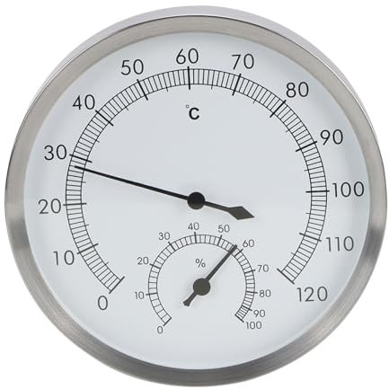 RockVOQRN Bagno turco in acciaio inossidabile Termometro per sauna Igrometro Termoigrometro per interni 2 in 1