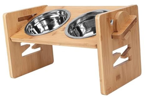 COSMEVIVI 1ensemble Support Bambou pour Gamelles De Chiens Et Chats Rangement Pratique Et Élégant du Cou Design pour Nourriture Animale à Domicile