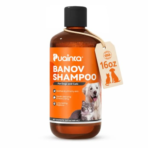 PUAINTA Dog & Cat Shampoo for Sensitive Skin, Soothing Bath Wash, Unscented | Cleans Dirt & Odor While Supporting Sensitive Skin Comfort, Gentle Unscented Formula for Dogs & Cats, 16oz