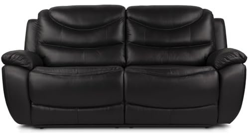 Bostonsofa Nevada Ledersofa mit Relaxfunktion - mit unabhängigen Ausziehmechanismen - Zero-Wall - komfortable Sitzplätze mit Federn - Elegante Konstruktion - schwarz
