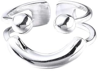 Creative Smile Ring, Smiling Face Statement Rings, Women's Smiley Open Adjustable Ring (Stil A)