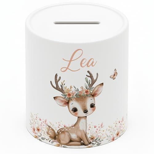 KIDSMOOD – personalisierte Spardose mit Namen – Keramik Sparschwein zum Geld sparen – Spardose Kinder als Geschenke für Mädchen & Jungen zur Taufe, zum Geburtstag & Einschulung [8x9,5 cm]