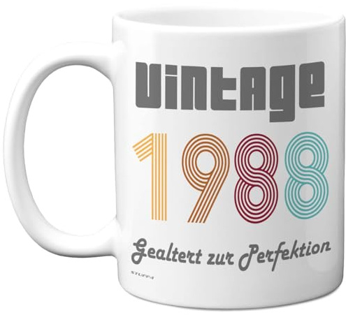 38. Geburtstagsgeschenke, 'Vintage 1988 Gealtert zur Perfektion' Tasse | Geburtstag Retro Tasse für Männer und Frauen, 325 ml Premium-Keramiktasse, Spülmaschinenfest