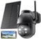 Solar Security Camera Outdoor Wireless, 2K QHD Solar Cam Rechargeable Battery Operated, 360° PTZ CCTV with PIR Human Detection, 2.4Ghz WiFi, Sound&Light Alarm, Work with Alexa
