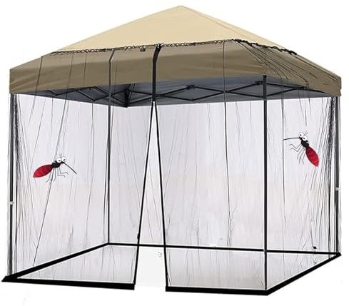 Patio Moustiquaire pour Parasol, 300X300cm Moustiquaire pour Gazebo De Terrasse, Moustiquaire en Maille Polyester avec Fermeture Éclair pour Jardin, Exterieur, Gazebo