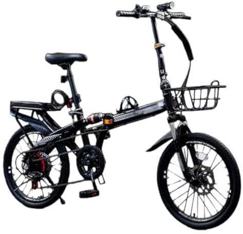 Wasd3Pods 16 20 22 Mountainbike, Klapp-Mountainbike Aus Kohlenstoffstahl, Mit Doppelscheibenbremse, 7-Gang-MTB-Fahrrad, Höhenverstellbar, Für Männer Und Frauen,Black-22