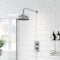 Baystone® Bathroom Thermostatic Mixer Shower with Round Rainfall Drencher Head & Concealed Valve Wall Mounted Traditional, Chrome