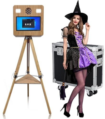 Tragbare Spiegel-Fotokabine mit 15,6 Zoll Touchscreen, APP-Steuerung & RGB-Licht, DSLR-Fotokabinen-Maschine inklusive Flugkoffer für Hochzeitsfeiern, Events Verleih (Photo Booth)