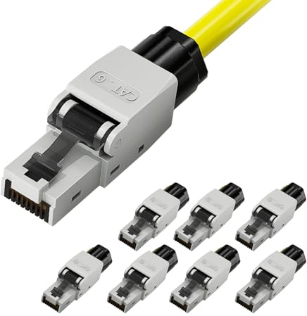 LEENUE Connecteur RJ45 Sans Outil Cat6,1 Gbit/S 250 MHz, Lot de 8 | Enrobé D'or Fiche RJ45 Sans Outils Pour Câble de Pose Cat 6 Cat5E, Compatible câbles de pose 23-26 AWG, RéUtilisable,