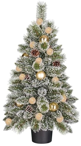 Black Box Trees Weihnachtsbaum Künstlich Kaprun mit Dekoration H90 x Ø61 cm - Kunstbaum im Topf - Tannenbaum für Innen - 120 Spitzen - Grün