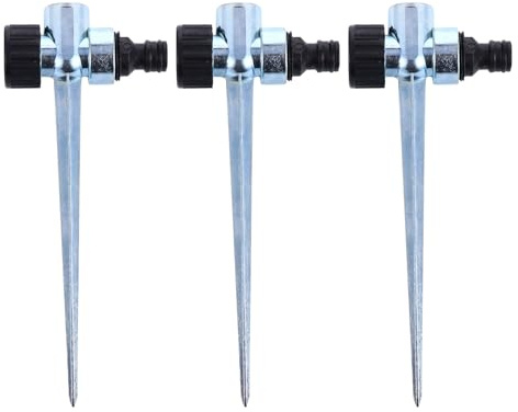 Levemolo 3 pcs Alloy Threaded Sprinkler Stakes Lawn Sprinkler Spike Base for Stable Garden Irrigation Compatible with Various and Watering Systems